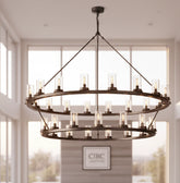 Ondra Round Two-Tier Clear Glass Chandelier 60"